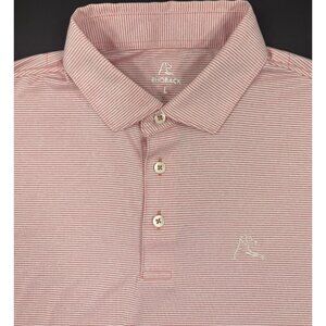 Rhoback Mens Golf Polo Shirt Size Large Pink Striped Performance Short Sleeve